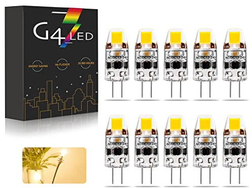 BVCL G4 LED Lampen, AC/DC 12-24V 2W Dimmbar G4 LED Birnen Naturweiß 4000K 180LM, Ersatz für 20W Halogenlampen, Kein Flackern, 10 Stück