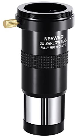 NEEWER 3X Barlow Objektiv für 1,25 Teleskop Okular, mehrfach beschichtetes Teleskopobjektiv Zubehör mit 3x Vergrößerung, Metallausführung mit M42 Gewinde zum Anschluss an DSLR oder SLR Kamera, LS-T11