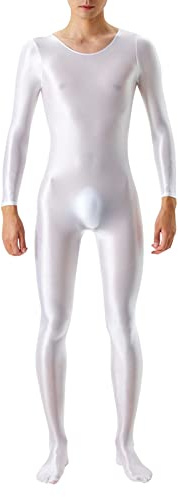 Body en latex pour homme - Manches longues - Combinaison intégrale - En cuir synthétique - Sexy et soyeux - Transparent - Une pièce - Bodybuilding - Pantalon de compression - Fitness