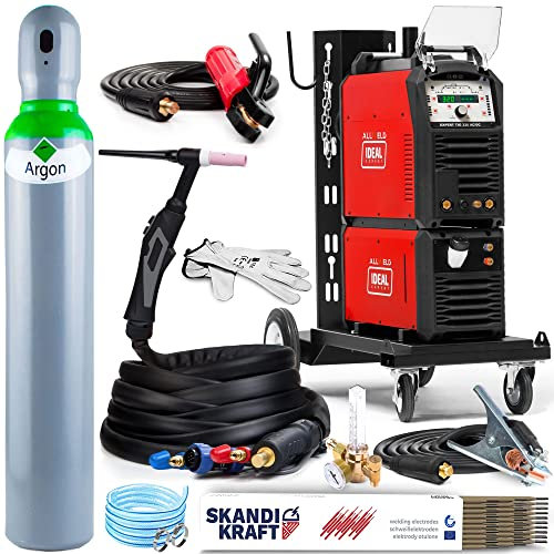 Ideal EXPERT TIG 320 AC/DC - 320A HF/Lift WIG Schweißgerät AC DC 400V mit Puls und MMA - 8m WIG-Schweißbrenner Typ SR18 Inklusiv - 2T/4T, Punktschweißen und Job-Speicher, Set: Professional