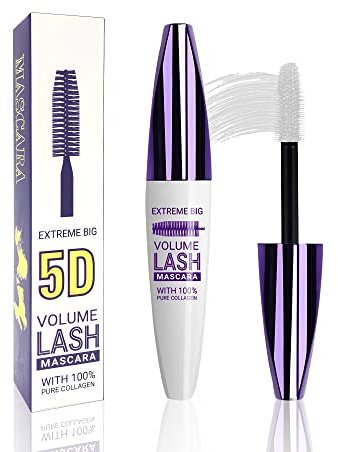 5D Telescopic Mascara Wasserfest Weiß, für Voluminöse und Lange Wimpern | White Tubing Mascara Lash Extensions, Wimperntusche Langanhaltend Curling & Wischfest, Cosplay Weihnachten Makeup für Frauen