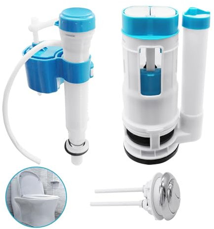 Toilet Flush System Replacement, Wieat Dual Flush Fill Toilet Cistern Kit, Push Button Toilet Flush for Home Bathroom, Adjustable Fill Valve, (Suitable for Tank Depth 21-26cm, 7cm Large Button)