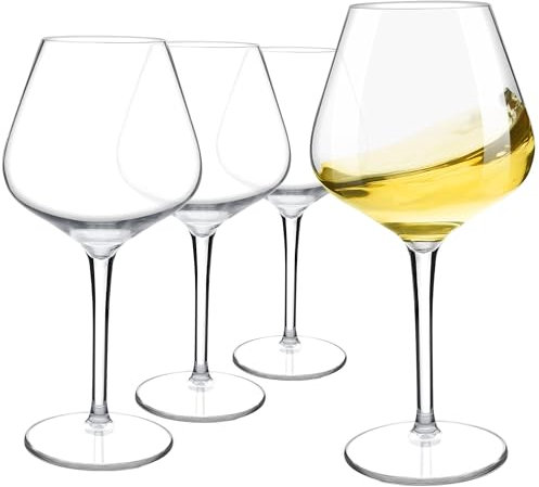 HAHASHOW Bicchiere da Vino Bianco, Tritan-Plastica Divino Calici vino rosso 530ml per campeggio festa, Adatto alla Lavastoviglie, Set di 4