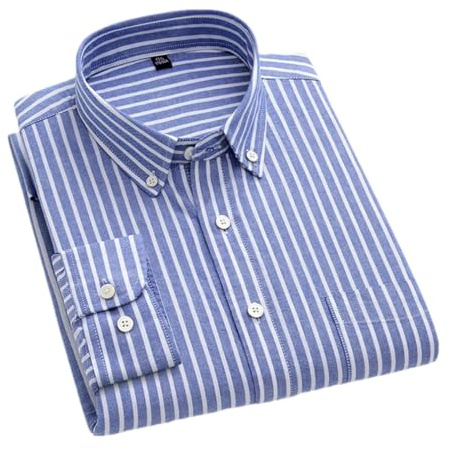 Adhdyuud, Camicia da uomo in 100% cotone Oxford, primaverile, casual, per ufficio, vestibilità regolare, manica lunga, 5XL