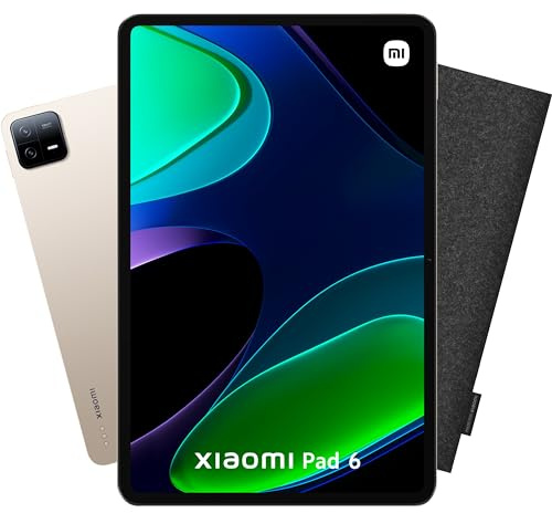 Xiaomi PAD6 6 128GB + Funda de Fieltro, Cargador Incluido 33W, Pantalla de 11, Carga rápida, batería 8840mAh, 18 Horas de autonomía, Oro