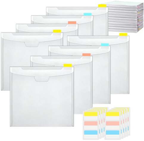 Chaies Scrapbook-Papier-Organizer, Scrapbook-Papieraufbewahrung, transparent - 12 x 12 durchsichtiger Aufbewahrungsorganisator aus Karton mit selbstklebenden Registerreitern | Klare