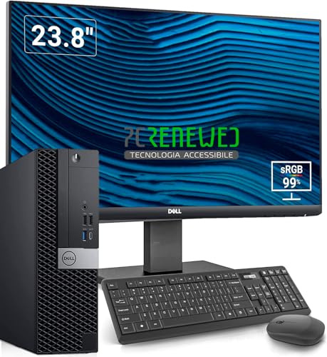 PCRENEWED TECNOLOGIA ACCESSIBILE PcRenewed Desktop-PC (Generalüberholt) Intel I7 6700, leistungsstark, 32 GB RAM, SSD 512 GB, HDMI, Windows 11 Pro – Office 2021 (PC + Dell 24)
