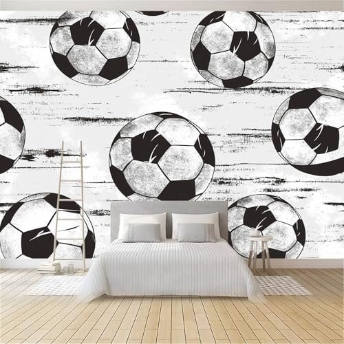 Fototapete Grauer Retro-Fußball 300x210 cm Vlies Tapete 3D Effekt Moderne Wandtapete Dekoration, für Wohnzimmer Schlafzimmer TV-Hintergrund Wanddeko Wallpaper