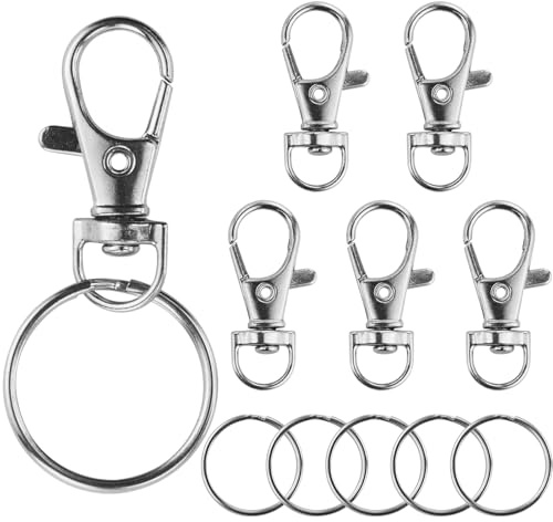 15 Stücke Schlüsselring Karabiner, Schlüsselring, Schlüsselanhänger Ringe, Schlüsselanhänger Clip Haken und Schlüsselringe, Schwenk 360° Drehbar, für Schlüsselanhänger, DIY, Basteln