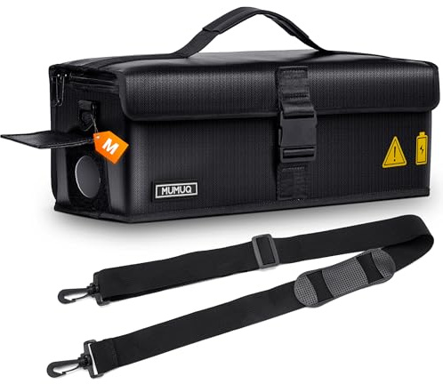 MUMUQ Ebike Akku Tasche 1400 °C Feuerfeste Box für Akkus Feuerfest Akkutasche Fahrrad für Aufladung, Transport, Lagerung, LIPO Batterie E-Bike Akku Schutzhülle E-Bike Zubehör 41 x 13 x 12 cm (M)