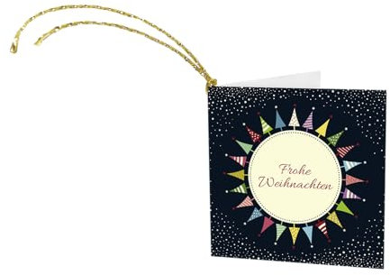 Unicef Geschenkanhänger Set (9 St., 3 Motive) Weihnachten mit Kordel - Frohes Fest - Spendenkarten - bunte Anhänger - hochwertige Präsentanhänger made in Germany 5 x 5 cm