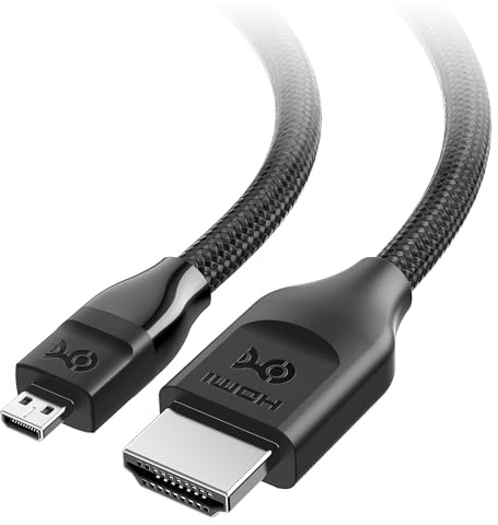 Cable Matters 48Gbps Cable Micro HDMI a HDMI 2.1, 8K, 1m | 8K@60Hz / 4K@240Hz, HDR, compatible con cámara digital, GoPro, Raspberry Pi 5/4, tablet y portátil