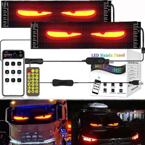 NEWFUN LED Augen für LKW und Auto - 5 V / 2 A Bluetooth Smart Apps RGB-Panel, Personalisierte Leuchtreklame für Autos - 2PCS (102 * 348)