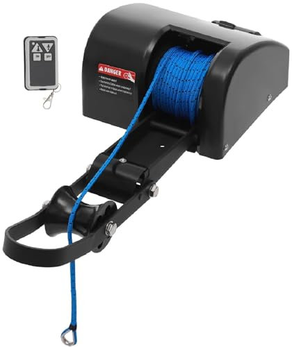 Kit verricello elettrico per barca con telecomando, alimentazione 12 V e corda da 30,5 m, ideale per barche da pesca e pontoni