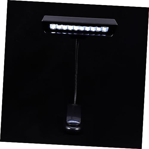 Kisangel LED Notenständerlampe mit Klemmmechanismus und Verstellbarem Lichtmast Batteriebetriebene Tischleuchte mit 10 LED Lampen für Üben und Schreiben Schwarz aus Kunststoff und Metall