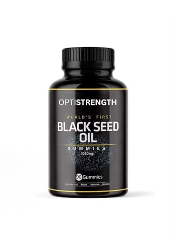 OPTISTRENGTH Black Seed Oil Gummies for Adults - Non-GMO,Cold Pressed Edible Gummies, High Strength Nigella Sativa Supplement for Immune Support, Weight Management, & Health | 60ct (1050mg)