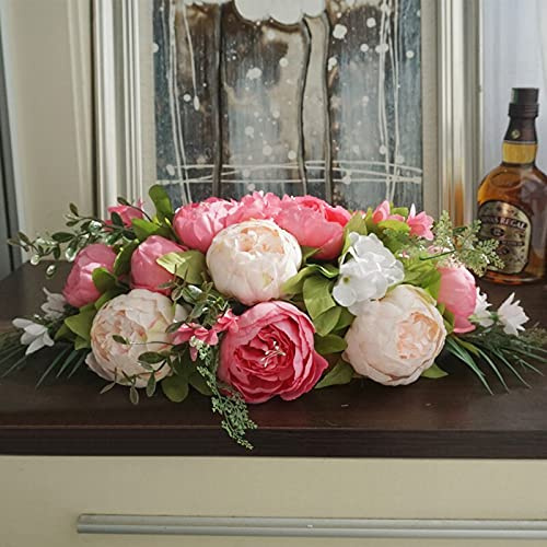 SDVantage Artificial and Dried Flower Artificial Flowers for Wedding Decor Table Peony Flower Runner Artificial Flower Row Podium Bouquet Party Home Decoration -,Pink50Cm