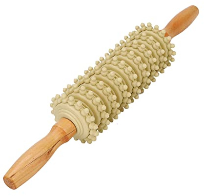 Träbehandlingsmassagrulle - Beech Wood Fascia Roller For Cellulite & Muscle Relief, Trigger Point Release For Ben/Arms/Back, Non -Slip Grip