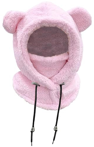 crazy bean Vintermössa Pojkar Flickor Termisk Nackskyddsmössa för Unisex Baby 3-8 År Baby Hatt med Justerbar Dragsko Mjuk Varm Plysch Hatt, Rosa, one size