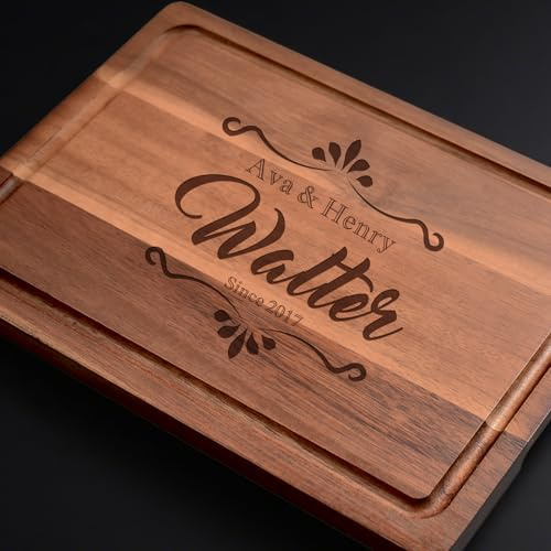 Tabla de cortar personalizada en madera | Encimera de madera para carne, jamón, pan, quesos, natural, sostenible. Idea de regalo para parejas, novia, padres, familia
