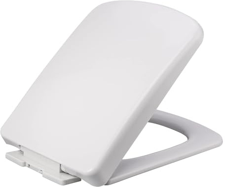 Giural Lunette Toilettes WC Rectangulaire, Carré, 36 * 46Cm, Abattant WC avec Frein De Chute, avec Charnière Réglables À 360°, Démontage Rapide, Installation Facile, Lunette WC Blanc,04D