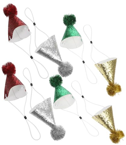 Zerodeko 8 Piezas Sombreros de Fiesta con Purpurina y Pompones Gorras Cónicas para Adultos Decoración Brillante para Cumpleaños Fiestas Temáticas y Celebraciones