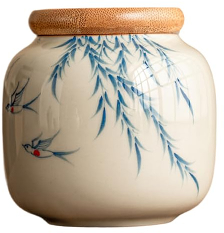 Xoeryoy Contenitore per tè Sfuso 2x3, 4 Pollici Contenitore per tè in Ceramica Portatile Piccolo sigillato Decorativo in Stile Cinese per caffè, Erbe, Zucchero, spezie
