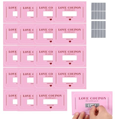 Vales raspables para parejas: tarjetas divertidas para una velada romántica | Cupón Amor | Set de 20 piezas de regalo para el día de San Valentín, cumpleaños, boda, , él, novia, marido, novia, e