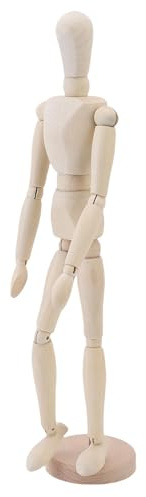 Naroote Künstler-Zeichenpuppe, 16,93 Zoll Drehbare Holzpuppe mit Flexiblen Gelenken, Bewegliche Schaufensterpuppe mit Sockel, Ideal für Heimdekoration und Zeichnen der Menschlichen Figur