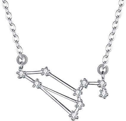 Clearine Women 925 Sterling Silver Wedding Bridal CZ Horoscope Zodiac 12 Constellation Astrology Pendant Necklace