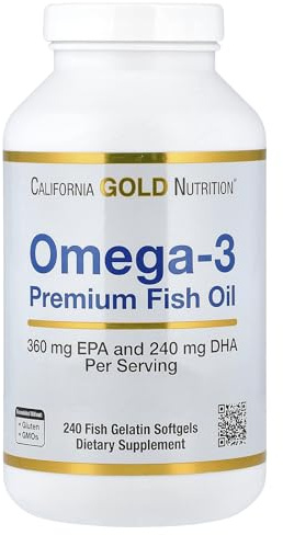 Omega-3, Premium Fish Oil, 240 Fish Gelatin Softgels, California Gold Nutrition