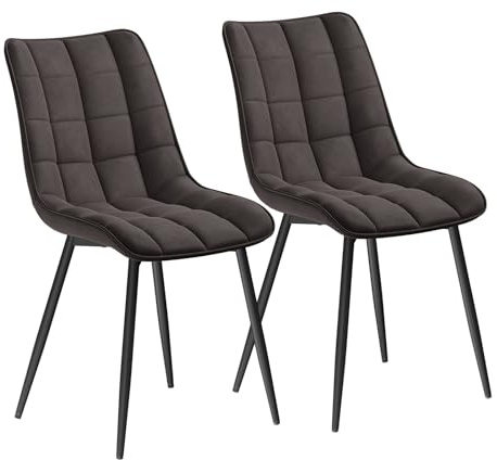 WOLTU Esszimmerstühle 2er Set, für Wohnzimmer Küche Esszimmer, Küchenstühle gepolstert mit Rückenlehne, Sitzfläche aus Stoffbezug, mit Metallbeinen, bis 150 kg belastbar, Dunkelgrau