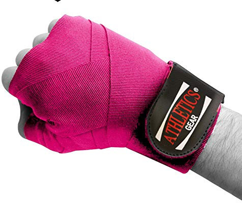 Athletics Gear Advanced Boxbandagen (Paar) - 3,5 Meter elastische Handbandagen mit Klettverschluss für Kampfsport, MMA und Kampfsport (Pink)