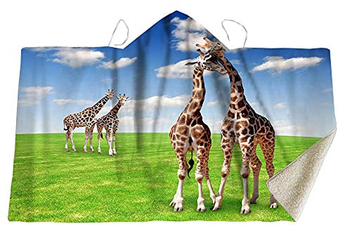 YUNHOME Kapuzendecke Decke Mit Kapuze Kuscheldecke Blanket Hoodie Giraffe Doppelt Verdicken Mit Kapuze Decke Mantel Magische Mütze Decke Kinderdecke Nickerchen Decke Mit Kapuze Decke-150X110.