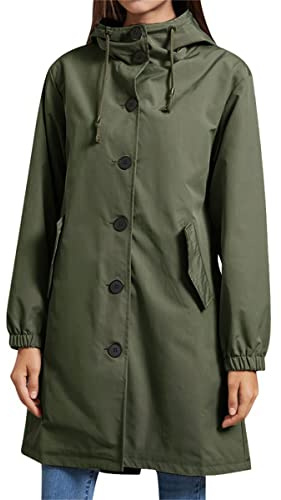 YFFUSHI Women's Length Lightweight Jacket with Hood - All Weather Windbreaker Coat for Women,Green,L