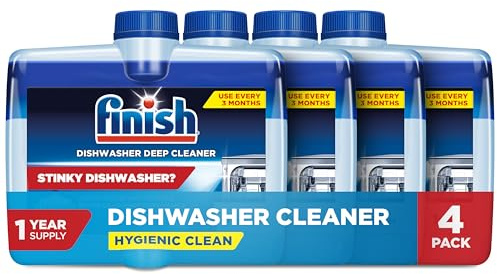 Finish Dishwasher Cleaner Liquid, Deep Cleans Hidden Grease & Limescale, Fights Odors & helps maintain Performance, 1 Year Supply, 8.45oz, 4 Bottle