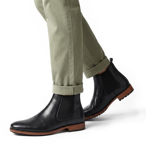 Silver Street London Bottines Chelsea en cuir Argyll pour homme, Noir, 42 2/3 EU