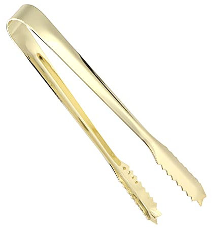 Pinza per il ghiaccio 18 cm in acciaio inossidabile Mini Pinza per servire il cibo Pinza per cucinare Antipasti Pinza per caffè, bar e ristoranti-Gold