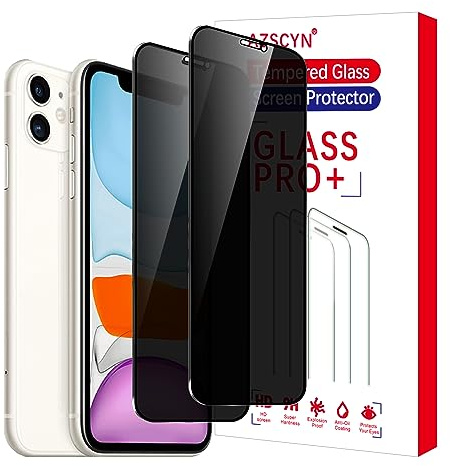 AZSCYN [2 Stück] Sichtschutz Schutzfolie für iPhone 11/iPhone XR Schutz Glas Sichtschutz Privacy Zubehör, 9H Härte, Anti Spy, Kratzfest, blasenfrei, Anti-Fingerprint