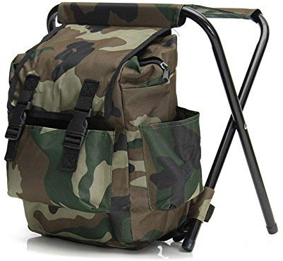 MaikOn Faltbank, tragbare Faltstühle, Tragbarer Angelsitzstuhl mit Taschenrückenpolster, tragbare klappbare Tritthocker, Faltbarer Tackle-Hocker for Camping-Jagdpicknicks
