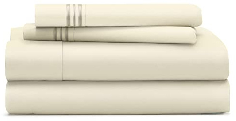 Cosy House Collection Everyday 1500 Series Bed Sheet Set - Ultra Soft & Cool Hotel Luxury Bedding - Deep Pocket - Wrinkle, Stain and Fade Resistant - 4 Piece Set (King, Ivory)