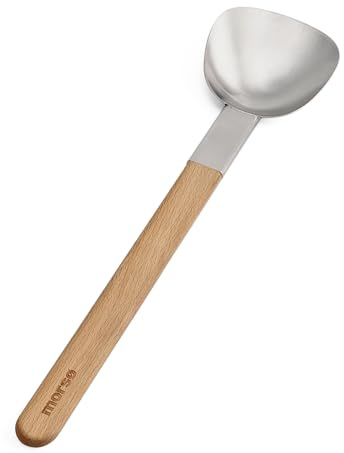 Morsø Vulcano Spatula, Wok Spachtel aus Edelstahl und Eichenholz, 40,5 cm | Eleganter Wok Pfannenwender in zeitlosem, skandinavischem Design, mit langem Stiel für bequemes Zubereiten und Servieren