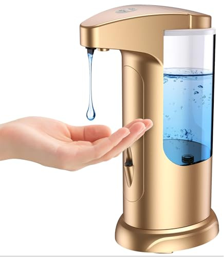 AMIR 12.5oz Touchless Automatic Soap Dispenser, Battery Operated Automatic Liquid Hand Soap Dispenser, Adjustable Volume, Water-Resistant for Kitchen and Bathroom
