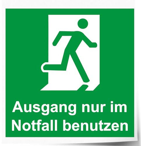 Indigos UG - Schild Ausgang nur im Notfall benutzen - 300x300 mm - Hotel, Firma, Schutz, Kita, Arzt, Praxis - Sicherheit - Warnung - Aluverbundplatte 3mm, Wohnung - Hinweisschild - Warnschild