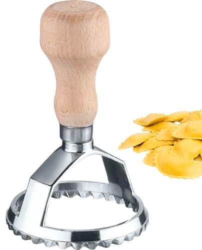 Westmark Cortador de Raviolis Aurora, Cortador Circular Práctico para Cortar Pasta Hecha en Casa y Masa de Repostería, Redondo, Ø 68 mm, Zinc, Madera de Haya