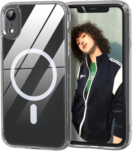 Nupcknn für iPhone XR Hülle Magnetisch mit Magsafe (TOP Militärschutz & Magnetkraft) Transparent Anti Vergilbung Handyhülle für iPhone XR Durchsichtig Dünn Stoßfest Schutzhülle