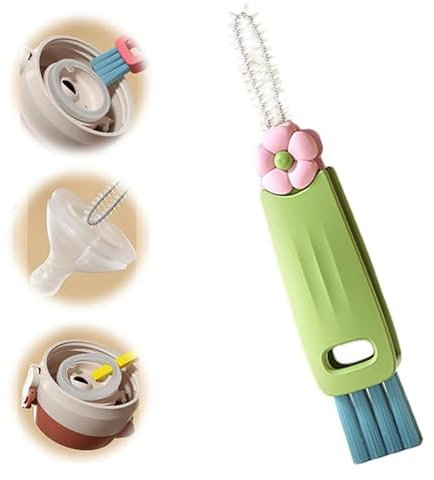 3 in 1 Cup Lid Gap Cleaning Brush, Multifunctional Bottle Cup Lid Gap Cleaner, Home Kitchen Crevice Cleaning Brush Tools (Green)