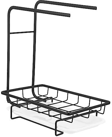 LABRIMP Estante Multifunción Para Trapos De Cocina y Utensilios Estante De Almacenamiento Escurridor De Esponjas Negro