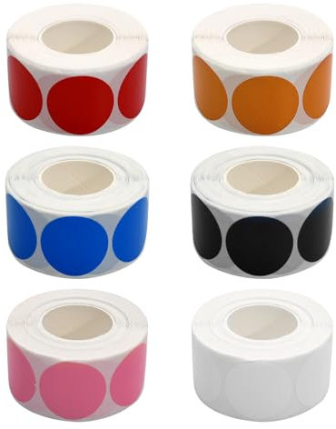 3000 StüCk Klebepunkte, Klebepunkte Bunt, Runde Aufkleber Auf Rolle, Punkte Aufkleber, Sticker Rolle Runde Aufkleber FüR BüRo, Scrapbooking, GeschenktüTen, Umschlagmappe (6 Rollen)