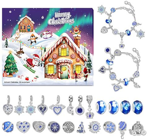 Weihnachts-Adventskalender, DI-Y Armband-Schmuck-Set, Kinder-Urlaubsgeschenkbox, Mädchen-Bastelkalender, Schmuck-Adventskalender 2024, Kinder-Bastelset, Überraschungs-Feiertagsgeschenk,